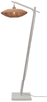 GOOD&MOJO Vloerlamp Tanami - Bamboe Wit|Rotan - 63x40x150cm Bruin