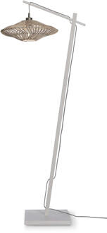 GOOD&MOJO Vloerlamp Zanzibar - Bamboe| Rotan Wit - 63x40x150cm