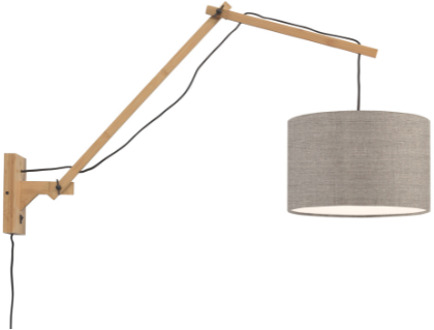 GOOD&MOJO Wandlamp Andes bamboe nat./kap 33x20cm ecolin. donker, L