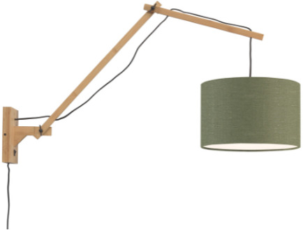 GOOD&MOJO Wandlamp Andes bamboe nat./kap 33x20cm ecolin. gr.forest, L