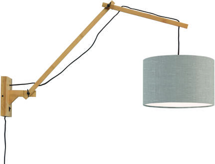 GOOD&MOJO Wandlamp Andes bamboe nat./kap 33x20cm ecolin. l.grijs, L