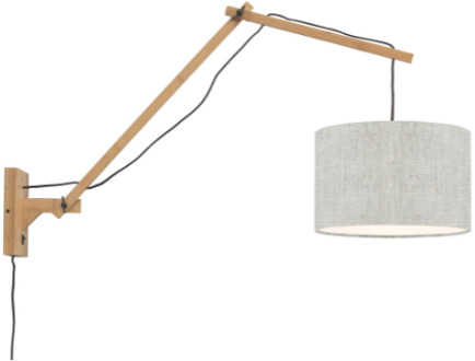 GOOD&MOJO Wandlamp Andes bamboe nat./kap 33x20cm ecolin. licht, L Naturel