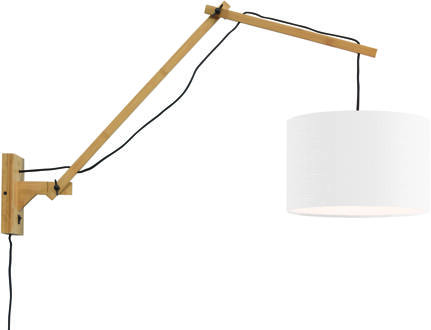 GOOD&MOJO Wandlamp Andes bamboe nat./kap 33x20cm ecolin. wit, L Naturel / Wit