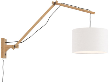 GOOD&MOJO Wandlamp Andes bamboe nat./kap 33x20cm ecolin. wit, L Naturel / Wit