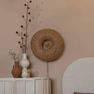 GOOD&MOJO Wandlamp Arizona, naturel, Ø 50 cm Bamboe stekker bamboe naturel