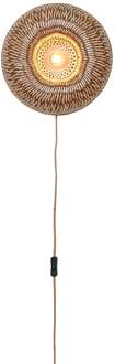 GOOD&MOJO Wandlamp Barbados bamboe/halfrond kap ø35xh.15cm naturel/bruin Naturel Bruin