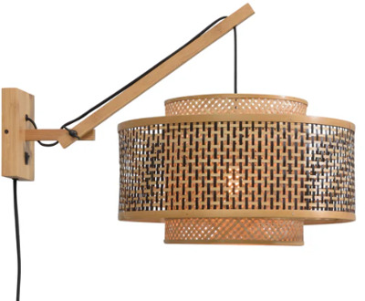 GOOD&MOJO Wandlamp Bhutan - Bamboe|Zwart - 57x50x50cm Bruin