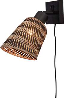 GOOD&MOJO Wandlamp Java - Bamboe Zwart|Naturel - Ø15cm Bruin