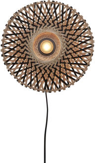 GOOD&MOJO Wandlamp Kalimantan - Bamboe|Zwart - Ø30cm Bruin