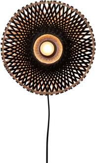 GOOD&MOJO Wandlamp Kalimantan - Zwart|Bamboe - Ø30cm