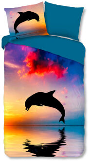 Good Morning Dekbedovertrek Dolphin 140 x 200/220 cm + 1 kussen Multicolor