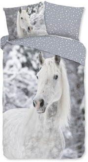 Good Morning Dekbedovertrek Katoen-Flanel - Bonnie - Eenpersoons (140x200 Cm) - Meerkleurig & Wit & Grijs Flanel Katoen - Dieren & Stippen & Natuur - Good Morning - Dekbed-Discounter.nl Meerkleurig,Wit,Grijs - 140 x 200/220 cm