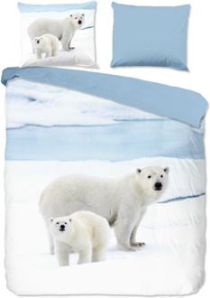 Good Morning Dekbedovertrek Katoen-Flanel - Care - Tweepersoons (200x200 Cm) - Meerkleurig & Wit & Blauw Flanel Katoen - Natuur & Dieren - Good Morning - Dekbed-Discounter.nl