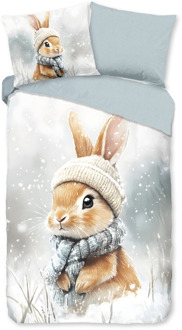 Good Morning Dekbedovertrek Katoen-Flanel - Idun - Eenpersoons (140x200 Cm) - Meerkleurig & Wit & Blauw Flanel Katoen - Dieren & Stippen & Natuur - Good Morning - Dekbed-Discounter.nl Meerkleurig,Wit,Blauw - 140 x 200/220 cm