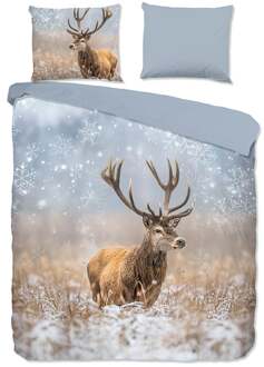 Good Morning Dekbedovertrek Katoen-Flanel - Jolly - Eenpersoons (140x200 Cm) - Blauw Katoen Flanel - Natuur & Dieren - Good Morning - Dekbed-Discounter.nl