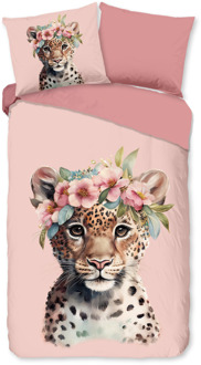 Good Morning Dekbedovertrek Katoen-Flanel - Kiran - Eenpersoons (140x200 Cm) - Meerkleurig & Roze Flanel Katoen - Dieren & Natuur & Bloemen - Good Morning - Dekbed-Discounter.nl Meerkleurig,Roze - 140 x 200/220 cm