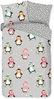 Good Morning Dekbedovertrek Katoen-Flanel - Liam - Eenpersoons (140x200 Cm) - Meerkleurig & Grijs Flanel Katoen - Dieren & Stippen - Good Morning - Dekbed-Discounter.nl Meerkleurig,Grijs - 140 x 200/220 cm