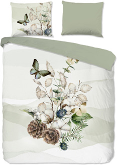 Good Morning Dekbedovertrek Katoen-Flanel - Marjan - Eenpersoons (140x200 Cm) - Groen Katoen Flanel - Natuur & Dieren - Good Morning - Dekbed-Discounter.nl - 140 x 200/220 cm