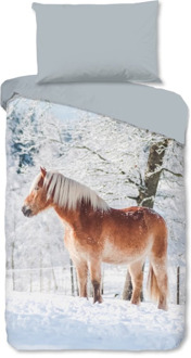 Good Morning Dekbedovertrek Katoen-Flanel - Scarlet - Eenpersoons (140x200 Cm) - Meerkleurig & Wit & Blauw Flanel Katoen - Dieren & Natuur - Good Morning - Dekbed-Discounter.nl Meerkleurig,Wit,Blauw - 140 x 200/220 cm