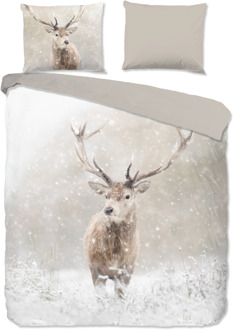 Good Morning Dekbedovertrek Katoen-Flanel - Snowydeer - Lits-Jumeaux (240x220 Cm) - Meerkleurig & Wit & Beige Flanel Katoen - Natuur & Dieren - Good Morning - Dekbed-Discounter.nl Meerkleurig,Wit,Beige - 240 x 200/220 cm