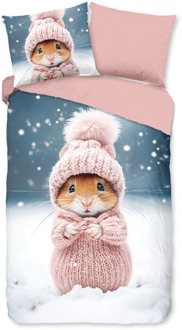 Good Morning Dekbedovertrek Katoen-Flanel - Sofia - Eenpersoons (140x200 Cm) - Meerkleurig & Wit & Blauw Flanel Katoen - Dieren & Stippen & Natuur - Good Morning - Dekbed-Discounter.nl