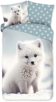 Good Morning Dekbedovertrek Katoen-Flanel - Toss - Eenpersoons (140x200 Cm) - Meerkleurig & Wit & Blauw Flanel Katoen - Dieren & Stippen & Natuur - Good Morning - Dekbed-Discounter.nl Meerkleurig,Wit,Blauw - 140 x 200/220 cm