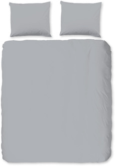 Good Morning Dekbedovertrek Katoen-Flanel Uni - Zilver - Eenpersoons (140x200 Cm) - Grijs Flanel Katoen - Effen - Good Morning - Dekbed-Discounter.nl - 140 x 200/220 cm