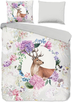 Good Morning Dekbedovertrek Katoen-Flanel - Vedet - Eenpersoons (140x200 Cm) - Meerkleurig & Grijs Flanel Katoen - Natuur & Dieren & Bloemen - Good Morning - Dekbed-Discounter.nl Meerkleurig,Grijs - 140 x 200/220 cm