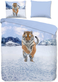 Good Morning Dekbedovertrek Katoen-Flanel - Zelda - Eenpersoons (140x200 Cm) - Meerkleurig & Wit & Blauw Flanel Katoen - Natuur & Dieren - Good Morning - Dekbed-Discounter.nl Meerkleurig,Wit,Blauw - 140 x 200/220 cm