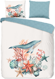 Good Morning Dekbedovertrek Katoen - Ocean - Tweepersoons (200x200 Cm) - Wit & Meerkleurig Katoen - Dieren - Good Morning - Dekbed-Discounter.nl Wit,Meerkleurig - 200 x 200/220 cm