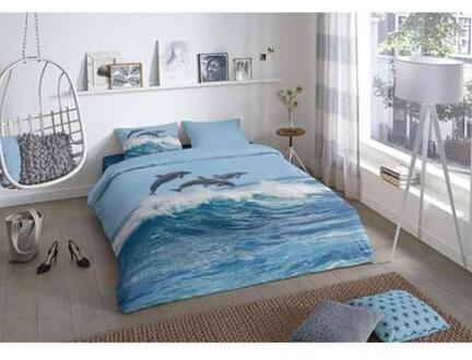 Good Morning Dolphin dekbedovertrek - Blauw - Lits-jumeaux