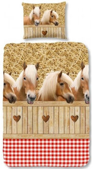Good Morning Horses Dekbedovertrek 140 x 220 cm Beige