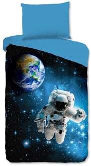 Good Morning Kinder Dekbedovertrek Good Morning Katoen Astronaut - blue 140x200/220cm Blauw