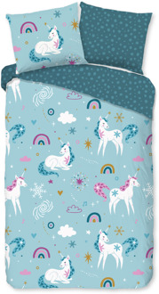 Good Morning Kinderdekbedovertrek Snowycorn - 140 x 200/220 cm - blauw