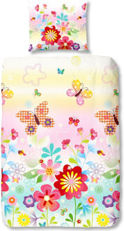 Good Morning vlinders en bloemen dekbedovertrek, 140 x 200/220 cm
