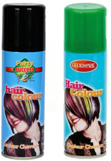 goodmark Carnaval verkleed haarverf - haarspray - kleuren groen en zwart - 125 ml per flacon