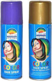 goodmark Set van 2x kleuren carnaval haarverf/haarspray van 111 ml - Paars en Goud