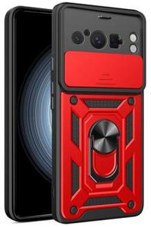 Google Pixel 8 Pro Rotary Ring Hybrid Case with Camera Shield - Rood