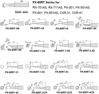 GOOT PX-60RT Replacement Welding Tip for Goot RX-701AS RX-711AS PX-501 PX-501AS PX-601 PX-601AS CXR-31 CXR-41Soldering Stations