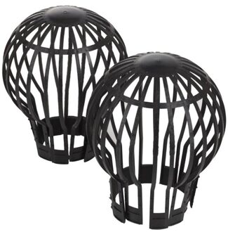 Gootbescherming/dakgootbeschermers - 2x stuks - 12 x 15 cm - kunststof - antraciet