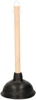 Gootsteen ontstopper - hout - rubber - zuignap - 14.5 cm - plopper
