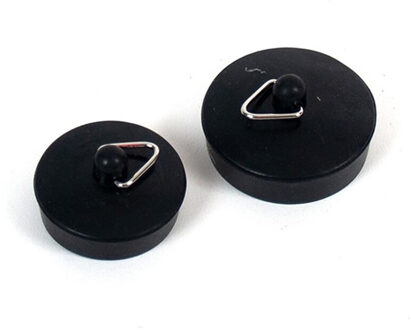 Gootsteenstop - 2x - rubber - zwart - 36 en 48 mm - wasbak afvoerstop
