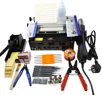 Gordak 863 3 in 1Multifunction Digital Display Hot Air Heat Gun BGA Rework Electric Iron Preheating Board Repair Solder Station