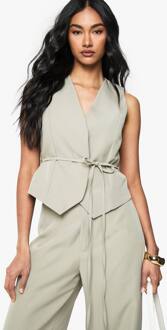 Gordeld Getailleerd Tank, Sage - 40