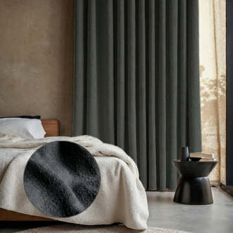 Gordijnen Bouclé - Haken Of Ringen - Antraciet 250x150 Cm - - Dekbed-Discounter.nl
