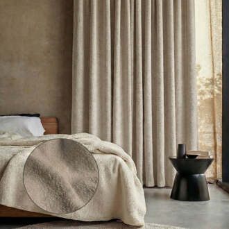 Gordijnen Bouclé - Haken Of Ringen - Zand 250x150 Cm - - Dekbed-Discounter.nl