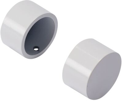 Gordijnknop Cap Wit Hoogglans 20mm - 2 Stuks