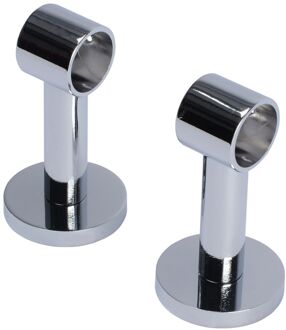 Gordijnsteun - Metaal - Chroom - Dia. 20mm - 2 Stuks