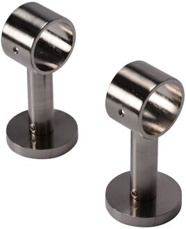 Gordijnsteun Plafond - Metaal - Geborsteld Nikkel - Dia. 28mm - 2 Stuks
