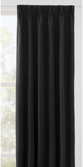 Gordijnstof Bowie Semi Verduisterend - Polyester - Zwart - B150 Cm